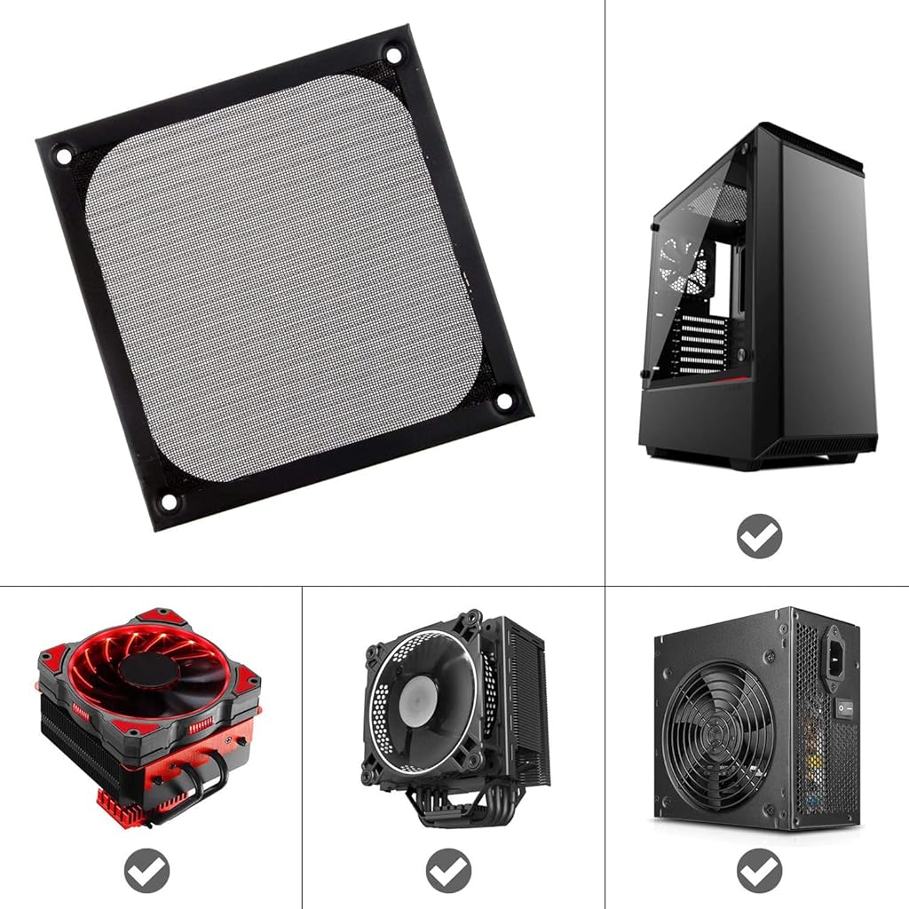 HASTHIP® 120mm Aluminum Alloy Stainless Mesh Fan Filter Dust Guard Black 3PCS HASTHIP® 120mm Aluminum Alloy Stainless Mesh Fan Filter Dust Guard Black 3PCS